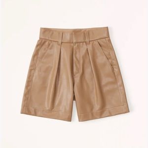 Abercrombie & Fitch 6 Inch Vegan Leather Tailored Shorts - Brown